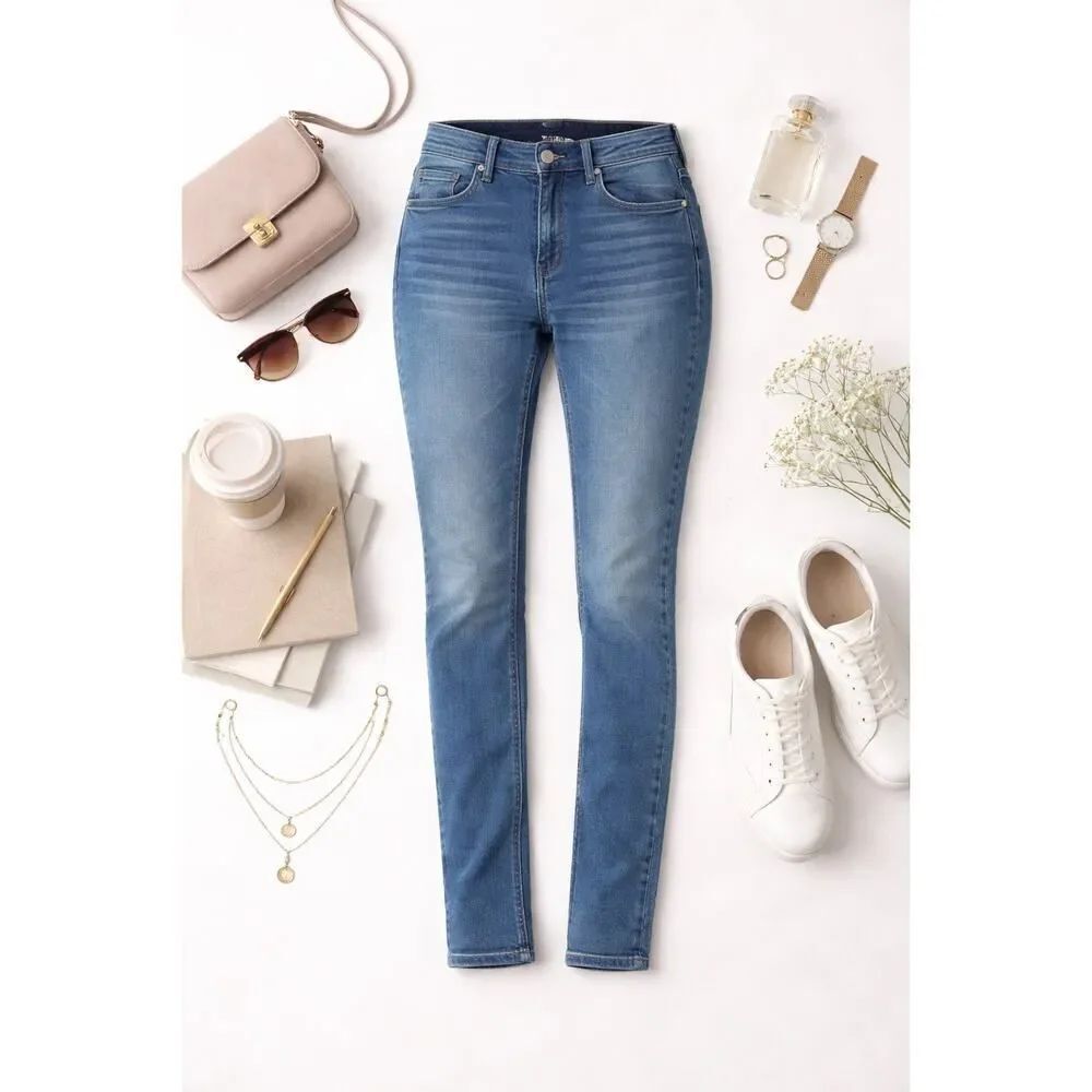 Hudson Zack Skinny Jeans Medium Wash Stretch Slim Fit Denim Quiet Luxury Classic